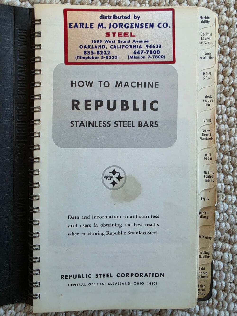 Republic Steel Corporation How To Machine Enduro Stainless Steel Bars Vintage